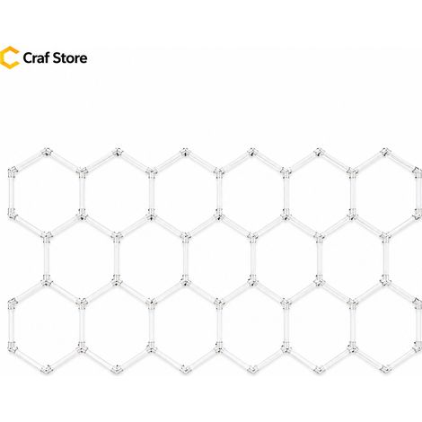 Éclairage Garage LED Hexagonal XXL, Plafonnier Nid d’Abeille 68 Tubes LED 44 cm, Lampe de Plafond pour Garage, Atelier, Lavage Auto, Detailing, Car Wash et Showroom Auto, 504 × 230 cm