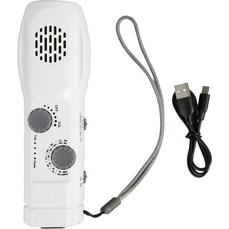 Radio de poche multifonction AM/FM, lampe torche, chargeur USB, manivelle, SOS, pour randonnée camping urgence (1/5)
