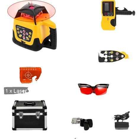 Nivel láser rotativo, escaneo de 360 grados, mecanismo de autonivelación, haz rojo. (1/2)