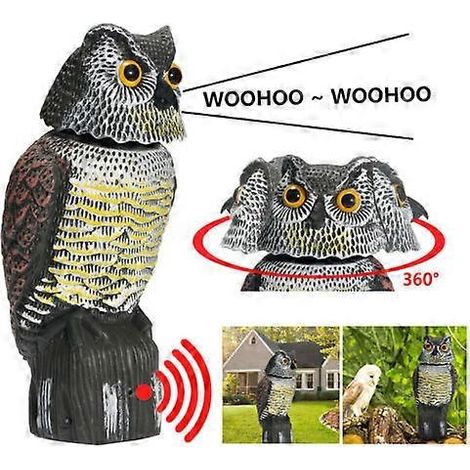 pièce de dispositif anti-oiseaux et anti-souris pour jardin ou verger, décoration de hibou factice à tête tremblante (1/5)