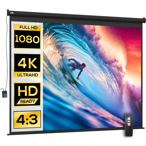 Telo Proiettore 120" Regolabile con Telecomando Formato 4:3 244x183cm Nero (1/5)