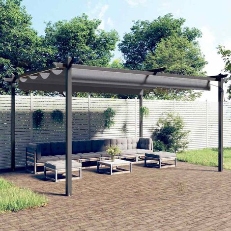 Tonnelle de Jardin Tente de réception - Rapide à Installer avec toit rétractable 4x3 m Anthracite BV519089 - BonneVie (1/5)