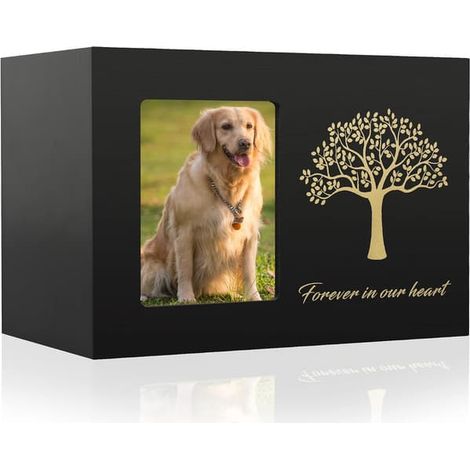 Urne funéraire pour chien (noire, 13 cm × 13 cm × 18 cm) Urne funéraire en bois pour chat (1/3)