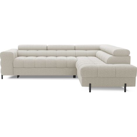 Canapé FERRUM Beige claro convertible 5 plazas ángulo derecho con baúl 276x93x200cm (1/5)