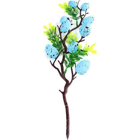 Osterdekorationen: Eier, Baum, Zweige, künstliche Pflanzen, bemalte Eier, Vögel, grüne Blätter, Blumensträuße, künstliche Ornamente