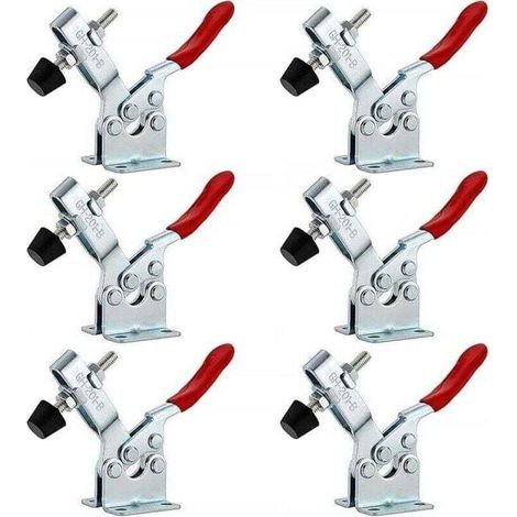 De 6 serre-joints horizontaux à bascule GH-201B, XU, Serre-joint bascule, Capacité serrage rapide, Tendeurs levier genou dégagement rapide pour machines, Menuiserie 90 198 KZQ - KZQ (1/4)