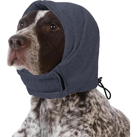 Snood Chien Cache Oreille Écharpe Chien Capuche Ajustable Tour de Cou Protection Hivernale Couvre-Tête Confortable Accessoire Apaisant pour Chiens(Gris-S)