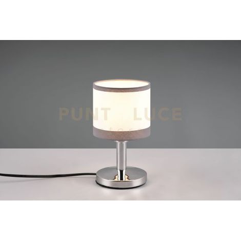 DAVOS LAMPADA DA TAVOLO METALLO CROMATO PARALUME BIANCO E GRIGIO H. 22CM 1 LUCE ATTACCO E14
