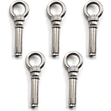 XEPHO Boulons à Expansion Manchon en Acier Boulon à il 304 Inoxydable Expansion du Béton Ancrage Vis à Oeil Chevilles Boulons 5-Pack(M6 x 70mm)