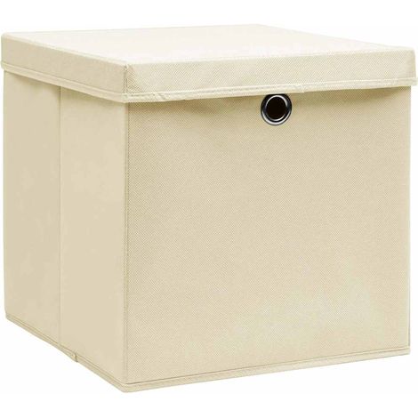 Maison Exclusive - Scatole Portaoggetti con Coperc10pz Crema 32x32x32cm Tessuto (1/5)