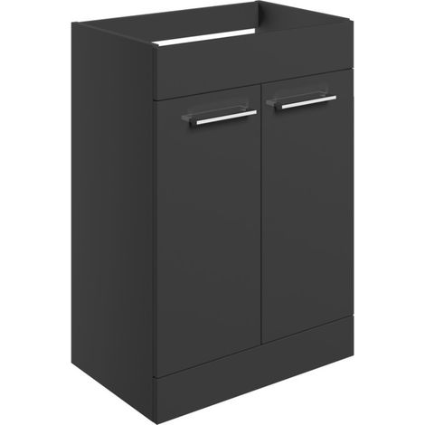 Signature Aalborg Floor Standing 2-Door Vanity Unit 590mm Wide - Anthracite Gloss (1/3)