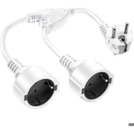 Fiche double pour prise, fiche double 16A/250V/Max, rallonge courte avec adaptateur prise Schuko 2 voies (1/5)