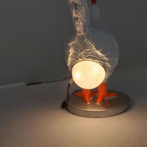 Lampe Œuf - Lampe de Table en Résine avec LED 3D - Veilleuse pour Chambre et Salon - Blanc - 14 x 6 x 15,5 cm - 1 Pièce (1/5)