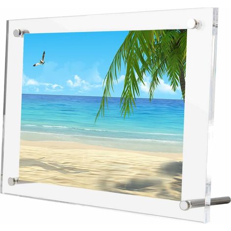 Cadre en Acrylique pour Photo 15x20 cm, Transparent Cadre d'image à Double Clair Panneau, Cadre d'affichage de Bureau pour Documents Posters Certificat, Affiches Dépliantes