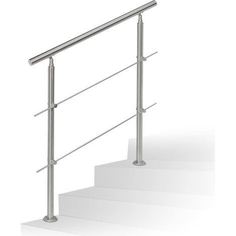 Barandillas de acero inoxidable para escaleras 1,0 m / 2 postes / 2 travesaños