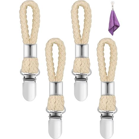 4 Pièces Pince à Serviette, Accroche Torchon, Accroche Torchon Cuisine, Crochet Torchon Porte Serviette Salle de Bain, Clips Porte-Torchon Placards Serviettes Suspendues, Style A (1/5)
