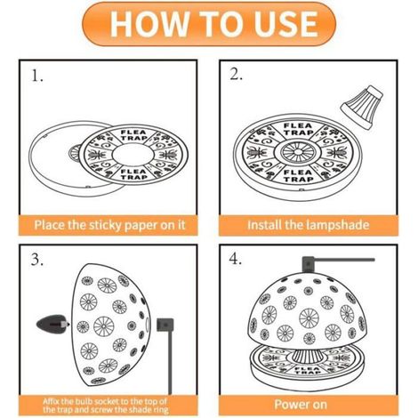 Lot de 2 Pièges Anti-Puces et Cafards, sans Produits Chimiques, Adapté Enfants/Animaux, avec 4 Autocollants et 2 Câbles (1/5)