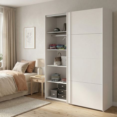 Dmora - Armario 2 puertas Clary, Muebles de dormitorio, Vestidor, Armario de ropa, 182x62 h220 cm, Blanco brillante (1/5)
