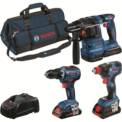 Bosch Set 3tlg Combo Kit GSR 18V-55 GDX 18V-200 GBH 18V-22 Akku 3x4Ah 0615A5003B (1/5)