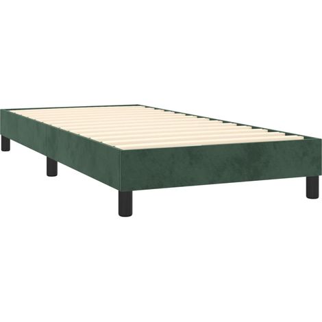 Somier de láminas sobre patas estructura de cama 90x200 cm tela terciopelo verde oscuro TDL0206872