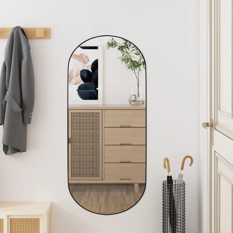 Miroir Mural Moderne, Miroir de maquillage, Miroir suspendu pour Vanité, Salle de Bain, Salon Chambre 35x80 cm Verre Ovale KIM6227 (1/5)