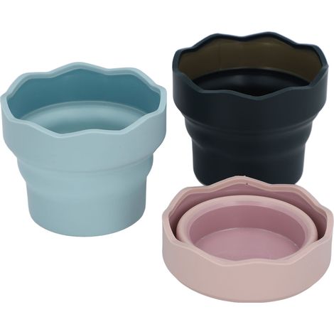 3er-Pack faltbare Pinselreiniger, Mehrzweck-Pinselreiniger aus wiederverwendbarem Silikon, Wasserbecher für Aquarell- und Ölmalerei, Rosa, Dunkelgrün, Blau (1/5)