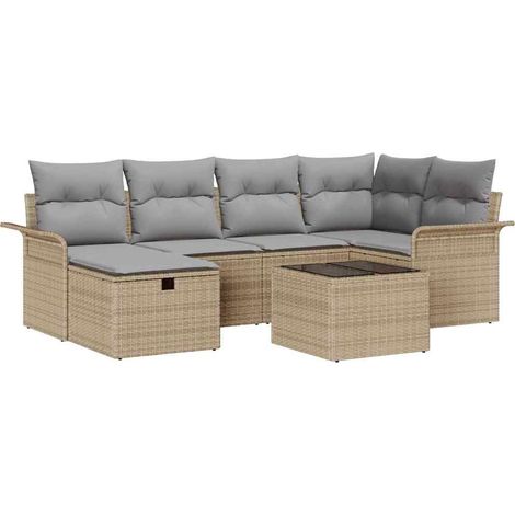 Maison Exclusive - Conjunto de sofá de jardín 7 uds. Poliratán (1/5)