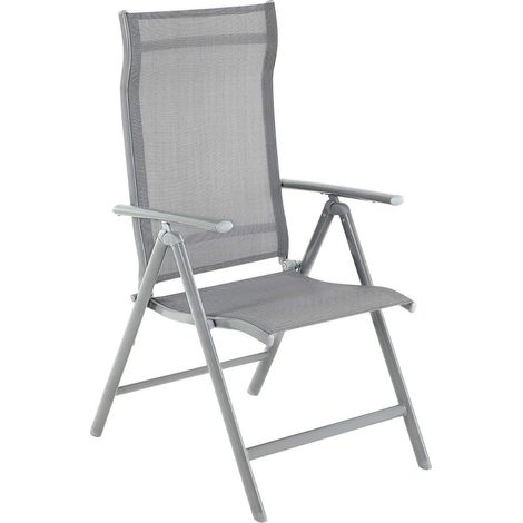 Chaise pliante ACAZA Pliable - Chaise pliante d'extérieur - Chaise de jardin réglable - Chaise de camping - dossier réglable - supporte jusqu'à 150 kg - Gris (1/5)