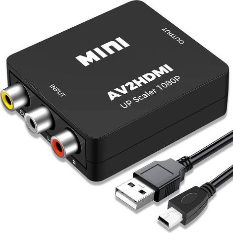 Convertisseur RCA vers HDMI, Adaptateur AV vers HDMI, Convertisseur Vidéo Audio Composite RCA 1080P CVBS avec Câble D'alimentation USB pour Caméra/PS2/SNES/VHS/Xbox/PS4/TV/DVD/Wii/Supportant PAL/NTSC (1/4)