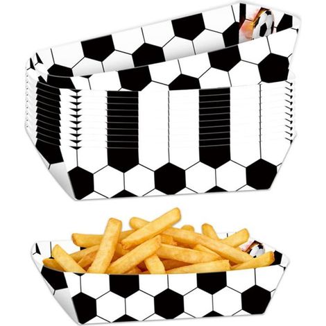 Lot de 60 barquettes en papier jetables avec un motif de stade vert, parfaites pour les fêtes et pour présenter les frites. (1/5)