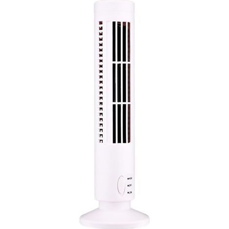 Mini ventilador de torre USB sin aspas Eosnow, 2 velocidades y modos de viento, de pie, para dormitorio, sala de estar y oficina en casa, blanco (1/3)