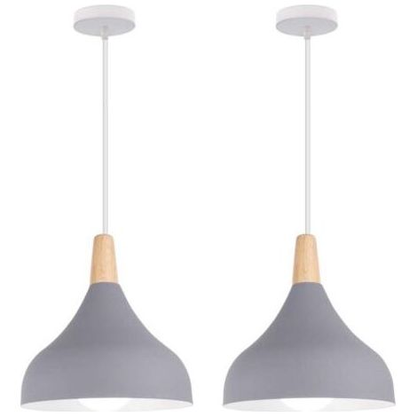 (2 Stück) Moderne Pendelleuchte, minimalistischer Kronleuchter mit Metallschirm, grau, für Schlafzimmer, Küche, Büro, E27 (1/5)