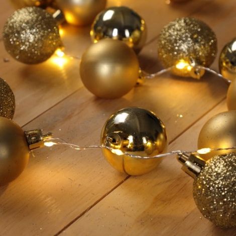 Guirlande de Noël Boules et LED sapin 2m OR (1/5)