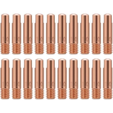 Puntas de contacto para soldadura, 20 unidades, punta de contacto de cobre para consumibles de antorcha de soldadura MIG/MAG 15AK (1,0) (1/4)