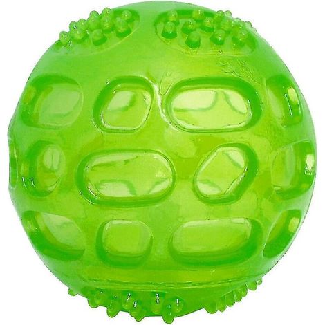 Balle à mâcher indestructible en caoutchouc pour chien, avec couinement et flotte - Verte (1/3)