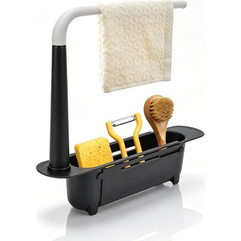 Porte-éponge pour évier de Cuisine, Organiseur télescopique pour évier, Support réglable pour évier, Porte-Brosse à Vaisselle pour Accessoires de comptoir de Cuisine (1/5)