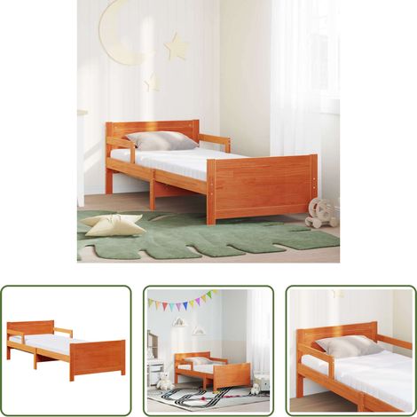 vidaXL Lit moderne - Cadre de lit avec matelas Marron 80 x 200 cm Bois de pin massif (1/5)
