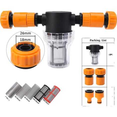 Filtre de tuyau de jardin, connecteur rapide, filtration multi-maille, 100 Mesh, F-Pour tuyau de 18 mm (1/2)