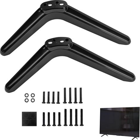 2 Pied de TV Universel,Compatible 20-65 Pouces,Trous 16-21 mm,ABS Noir,Antidérapant,Salon