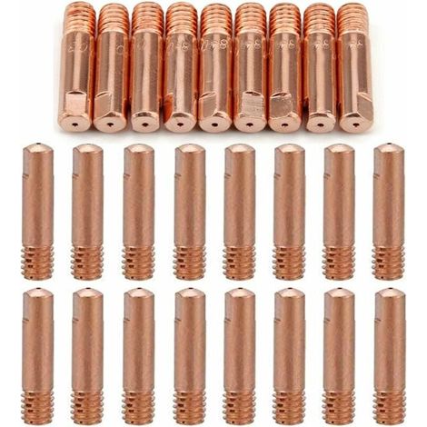 Reboot 40 pièces MB15 15AK buses de gaz buses de contact porte-buse 0,8/1,0 mm MIG/MAG consommables pour torche de soudage pointes de contact MIG machine de soudage MIG（20pc-0.8mm，20pcs-1.0mm） (1/4)