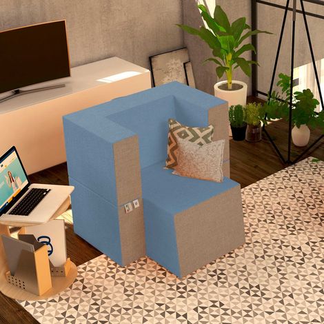 Baldiflex Poltrona Morbida Convertibile in Pouf color Jeans Praticha (1/5)