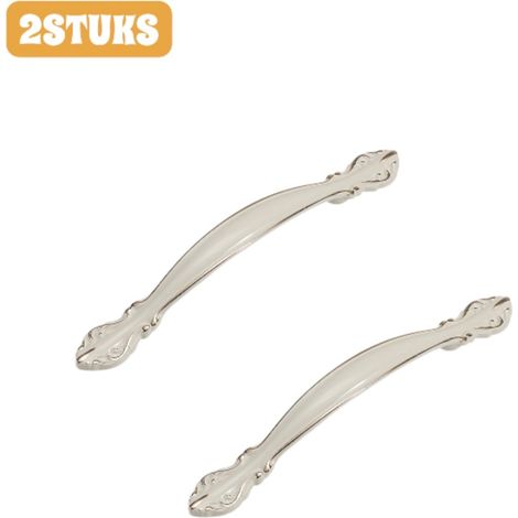 Lot de 2 poignées de porte et de tiroir en alliage de zinc longueur 128 mm pour meubles couleur blanche