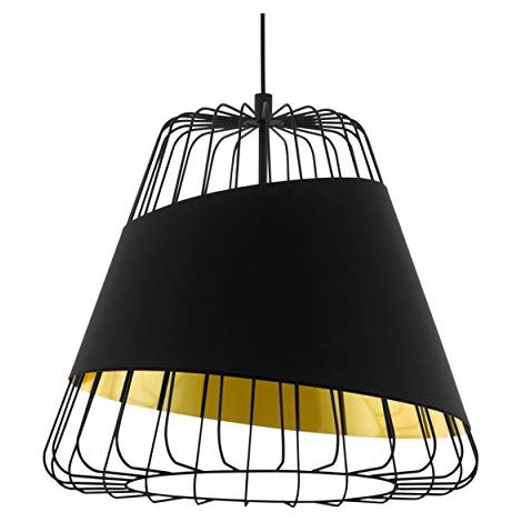 Eglo, lampada a sospensione Austell, Acciaio Tessile, Nero , Diametro 36 cm (1/4)