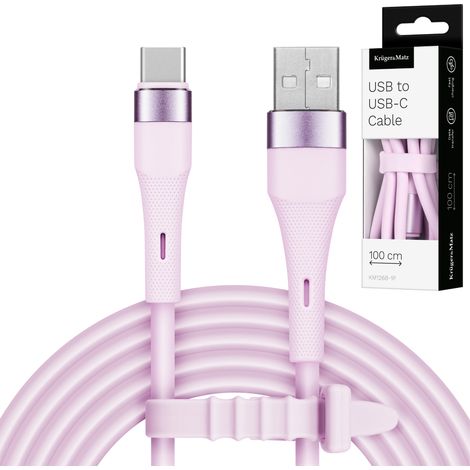 Cable USB tipo C de 1 m y 15 W, de silicona rosa, de Kruger&Matz Basic. (1/4)