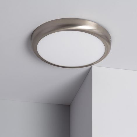 Plafoniera LED 24W Circolare Metallo Ø300 mm Design Argento 4000K Bianco Naturale