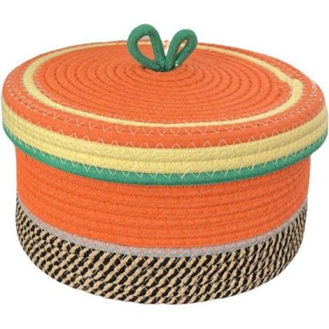 1 Panier de Rangement, Corde de Coton, Tissé à la Main, Multicolore, Pour Cuisine, Jouets, Entrée (1/4)