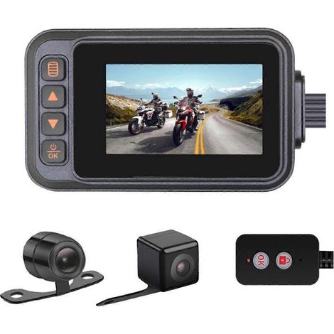 Caméra embarquée moto avant et arrière, double caméra étanche --- (1/5)
