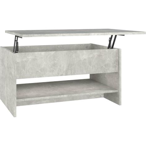 Tavolino con piano sollevabile, stile contemporaneo e raffinato, 80 x 50 x 40 cm, legno ingegnerizzato grigio DEC039340
