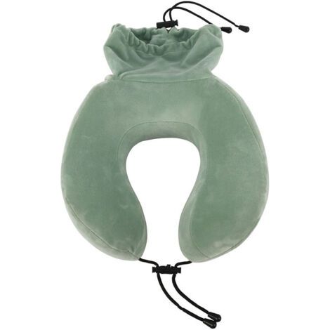 Oreiller de voyage pliable en mousse à mémoire de forme, lavable, repose-nuque, léger, avion, portable, support de cou pour adulte, pour train, voiture, bureau, camping (vert) (1/4)