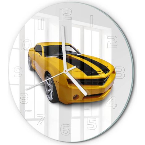 Horloge Murale Ronde Mécanisme Silencieux Verre Trempé Salon Chambre Bureau Voiture de sport fi 30 cm (1/5)